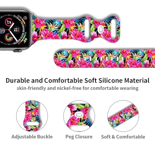 Sport soatlari tasmachasi Apple Watch Band 38mm 40mm 41mm ayollar erkaklar uchun mos, sozlanishi yumshoq silikon almashtiriladigan aqlli soat bilaguzuk iWatch Series 7 6 5 4 3 2 1 SE(daih) - 3