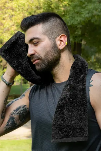 Sport sochiq Qora %100 Paxta 30x90 sm Sifatli Sport zali Fitness Tennis Golf Boks sochiq - 3