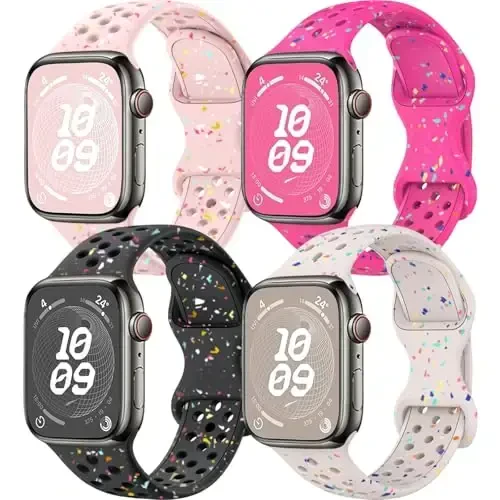 Sport tarzlari Apple Watch bilan mos keladi, 38mm 40mm 41mm 42mm 44mm 45mm 49mm ayollar va erkaklar uchun, qayta ishlangan plastik nafas oladigan yumshoq iWatch tarzlari iWatch Series 9 8 7 6 5 4 3 2 1 Ultra SE Ultra 2 uchun - MODAZONE