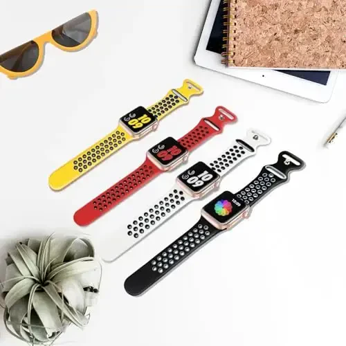 Sport tasmalar Apple Watch 38mm 40mm 41mm 42mm 44mm 45mm 49mm ayollar erkaklar uchun mos, qayta ishlangan plastik nafas oladigan yumshoq iWatch tasmalar iWatch Series 9 8 7 6 5 4 3 2 1 Ultra SE Ultra 2 uchun - MODAZONE (1)