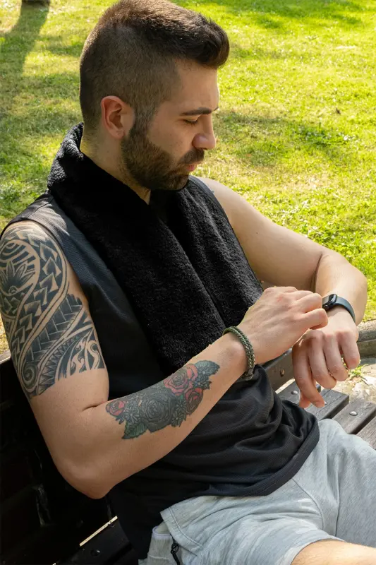 Sport Towel Black 100% Cotton 30x90 Cm Quality Gym Fitness Tennis Golf Boxing Towel - 4