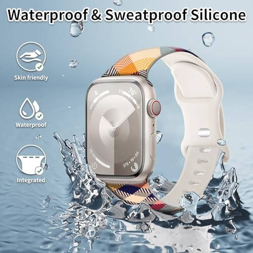 Sport Watch Band Compatible with iWatch Band 38mm 40mm 41mm Women, Soft Silicone Floral Print Sport Strap Replacement Wristbands for iWatch Series Ultra 9 8 7 6 5 4 3 2 1 SE - 14