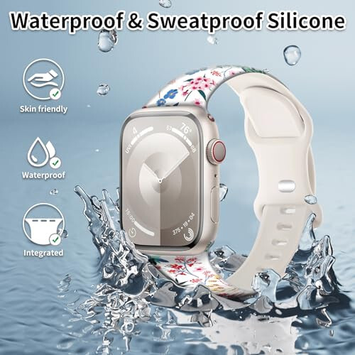 Sport Watch Band Compatible with iWatch Band 38mm 40mm 41mm Women, Soft Silicone Floral Print Sport Strap Replacement Wristbands for iWatch Series Ultra 9 8 7 6 5 4 3 2 1 SE - 8