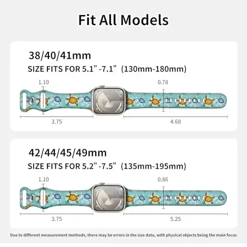 Sport Watch Band Compatible with iWatch Band 38mm 40mm 41mm Women, Soft Silicone Floral Print Sport Strap Replacement Wristbands for iWatch Series Ultra 9 8 7 6 5 4 3 2 1 SE - 4