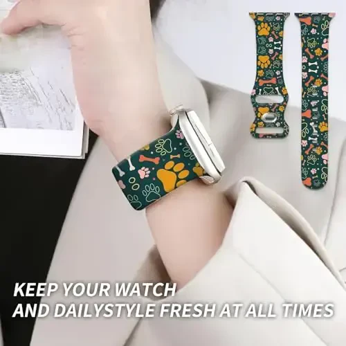 Sport Watch Band Compatible with iWatch Band 38mm 40mm 41mm Women, Soft Silicone Floral Print Sport Strap Replacement Wristbands for iWatch Series Ultra 9 8 7 6 5 4 3 2 1 SE - 6