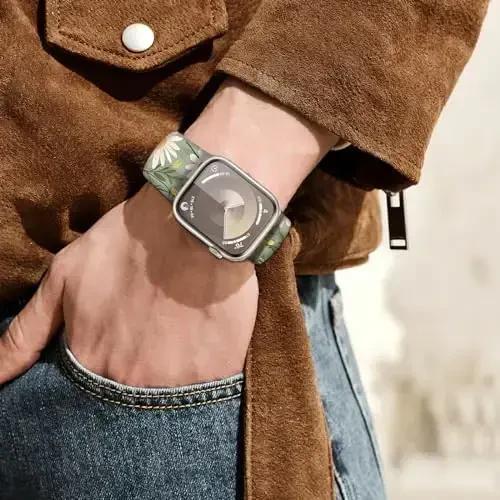 Sport Watch Band iWatch Band 38mm 40mm 41mm ayollar uchun mos keladi, yumshoq silikon gulli sport tasmali iWatch Series Ultra 9 8 7 6 5 4 3 2 1 SE uchun almashtirish bilakuzuklari - 5