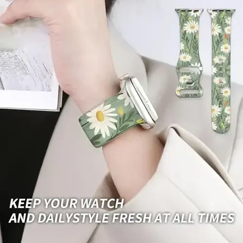 Sport Watch Band iWatch Band 38mm 40mm 41mm ayollar uchun mos keladi, yumshoq silikon gulli sport tasmali iWatch Series Ultra 9 8 7 6 5 4 3 2 1 SE uchun almashtirish bilakuzuklari - 6