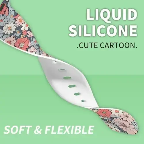 Sport Watch Band iWatch Band 38mm 40mm 41mm Women bilan mos keladi, Yumshoq silikon gulli nashr Sport tasmali iWatch Series Ultra 9 8 7 6 5 4 3 2 1 SE uchun almashtirish bilakuzuklari - 3