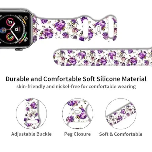 Sport Watch Bands Apple Watch Band 38mm 40mm 41mm ayollar erkaklar uchun mos, sozlanishi yumshoq silikon o'rnini bosuvchi Smartwatch bilaguzuk iWatch Series 7 6 5 4 3 2 1 SE(daih) uchun - 3