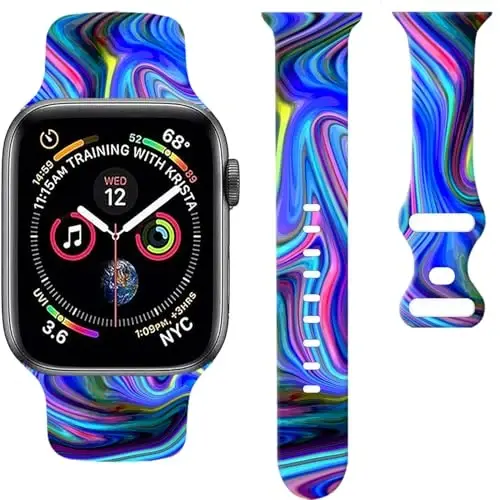 Sport Watch Bands Apple Watch Band 38mm 40mm 41mm bilan mos keladi, ayollar va erkaklar uchun sozlanishi mumkin bo'lgan yumshoq silikon almashtiriladigan Smartwatch bilaguzuk iWatch Series 7 6 5 4 3 2 1 SE(daih) - 1