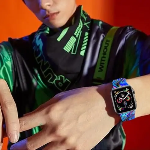 Sport Watch Bands Apple Watch Band 38mm 40mm 41mm bilan mos keladi, ayollar va erkaklar uchun sozlanishi mumkin bo'lgan yumshoq silikon almashtiriladigan Smartwatch bilaguzuk iWatch Series 7 6 5 4 3 2 1 SE(daih) - 5