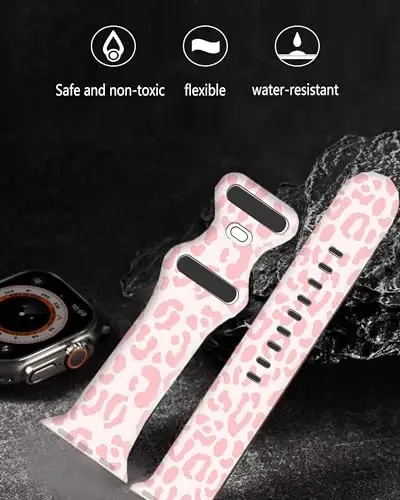 Sport Watch Bands Compatible with Apple Watch Band 38mm 40mm 41mm for Women Men, Adjustable Soft Silicone Replacement Smartwatch Wristband for iWatch Series 7 6 5 4 3 2 1 SE - 2