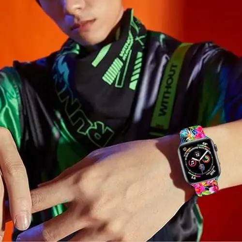 Sport Watch Bands Compatible with Apple Watch Band 38mm 40mm 41mm for Women Men, Adjustable Soft Silicone Replacement Smartwatch Wristband for iWatch Series 7 6 5 4 3 2 1 SE(daih) - 5