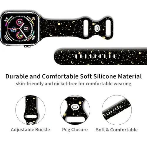 Sport Watch Bands Compatible with Apple Watch Band 38mm 40mm 41mm for Women Men, Adjustable Soft Silicone Replacement Smartwatch Wristband for iWatch Series 7 6 5 4 3 2 1 SE(daih) - 3