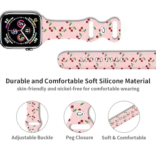 Sport Watch Bands Compatible with Apple Watch Band 38mm 40mm 41mm for Women Men, Adjustable Soft Silicone Replacement Smartwatch Wristband for iWatch Series 7 6 5 4 3 2 1 SE(daih) - 3