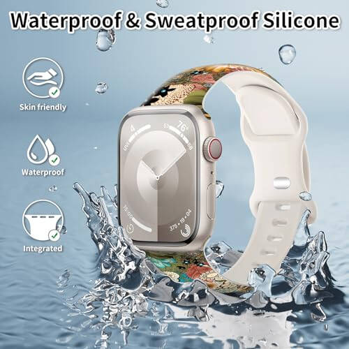 Sport Watch Bands Compatible with Apple Watch Band 38mm 40mm 41mm for Women Men, Adjustable Soft Silicone Replacement Smartwatch Wristband for iWatch Series 7 6 5 4 3 2 1 SE(G) - 2