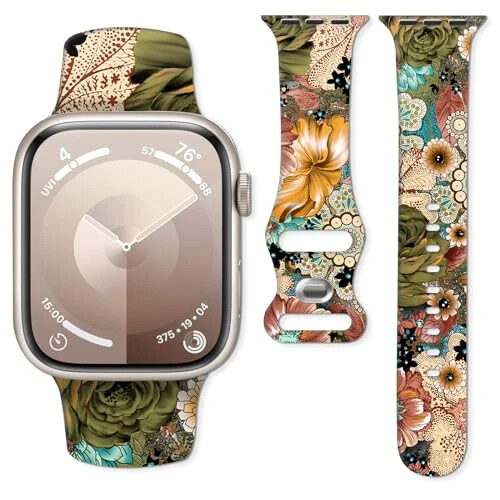 Sport Watch Bands Compatible with Apple Watch Band 38mm 40mm 41mm for Women Men, Adjustable Soft Silicone Replacement Smartwatch Wristband for iWatch Series 7 6 5 4 3 2 1 SE(G) - Bansutay