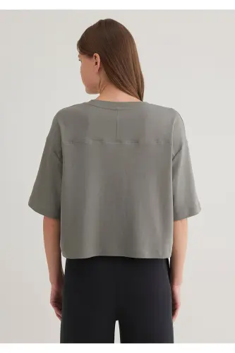 Sporty Lux Gri Tişört Loose Fit / Bol Rahat Kesim 1613035-85316 - Gri-85316 - 4
