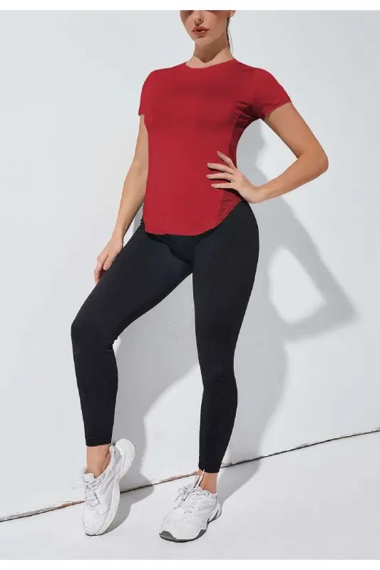 Спортивная футболка Ghassy Co. для женщин Dry Fit Running Yoga, быстросохнущая, влагоотводящая, с сетчатыми боковыми панелями для вентиляции - 6