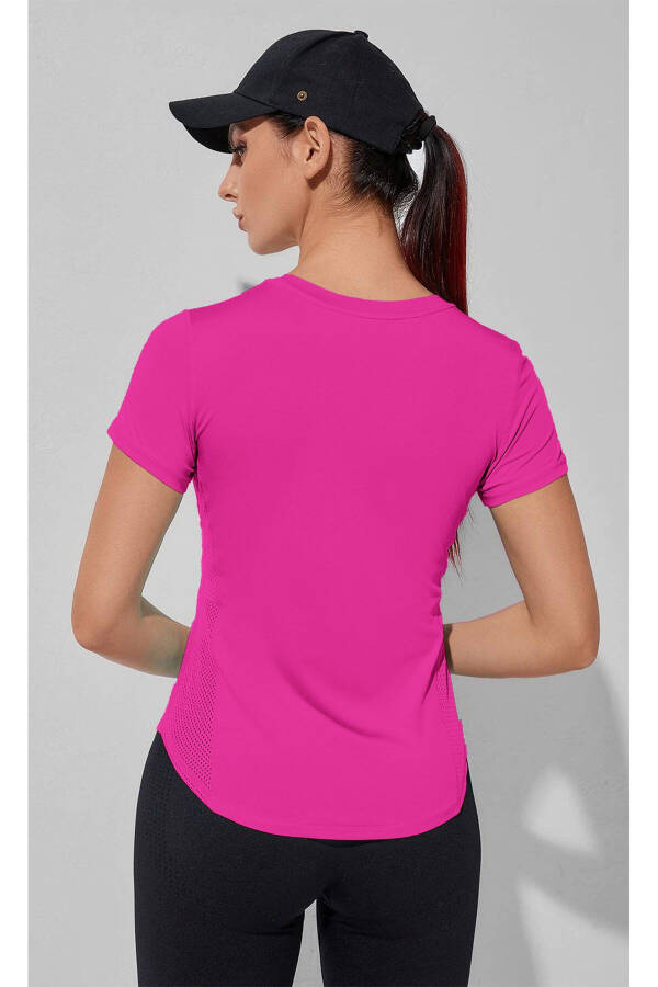 Спортивная футболка Ghassy Co. для женщин Dry Fit Running Yoga с быстрой сушкой, влагоотводящая, с сетчатыми боковыми панелями для вентиляции - 6