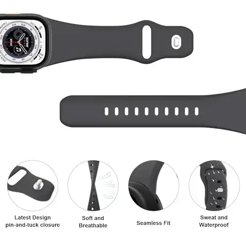 Спортивные браслеты, совместимые с Apple Watch 38 мм 40 мм 41 мм 42 мм 44 мм 45 мм 49 мм. Мягкий силиконовый водонепроницаемый ремешок, заменяющий браслет для iWatch Series Ultra 9/8/7/6/5/4/3/2/1 SE Женщины Мужчины, Армейский зеленый - 3