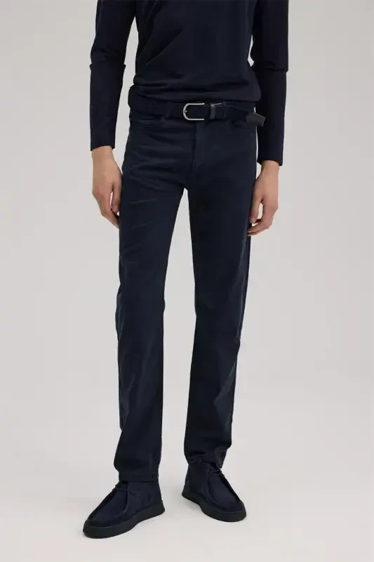 Спортивные брюки Slim Fit из темно-синего денима с 5 карманами - 2