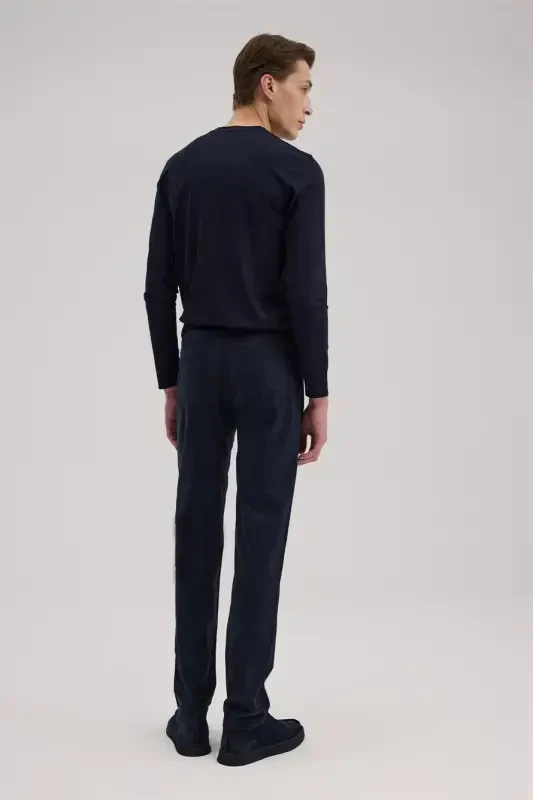 Спортивные брюки Slim Fit из темно-синего денима с 5 карманами - 4