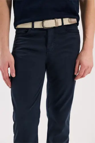 Спортивные брюки Slim Fit из темно-синего денима с 5 карманами - 3