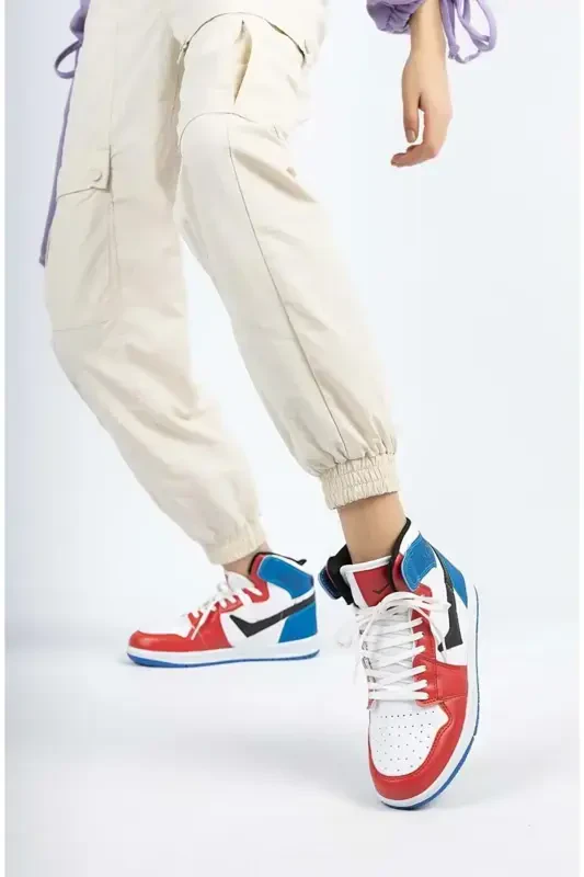 Спортивные кроссовки Kocamanlar 8070 унисекс с высоким верхом КРАСНЫЙ-СИНИЙ - KIDS CLUB SHOES