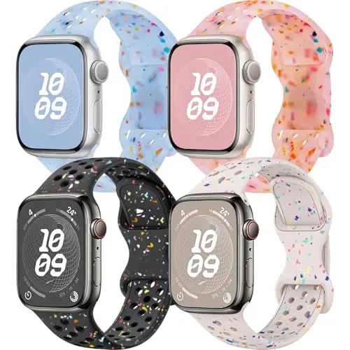Спортивные ремешки, совместимые с Apple Watch Band 38mm 40mm 41mm 42mm 44mm 45mm 49mm для женщин и мужчин, переработанные пластиковые дышащие мягкие ремешки iWatch для iWatch Series 9 8 7 6 5 4 3 2 1 Ultra SE Ultra 2 - 1