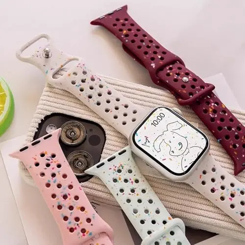 Спортивные ремешки, совместимые с Apple Watch Band 38mm 40mm 41mm 42mm 44mm 45mm 49mm для женщин и мужчин, переработанные пластиковые дышащие мягкие ремешки iWatch для iWatch Series 9 8 7 6 5 4 3 2 1 Ultra SE Ultra 2 - 4