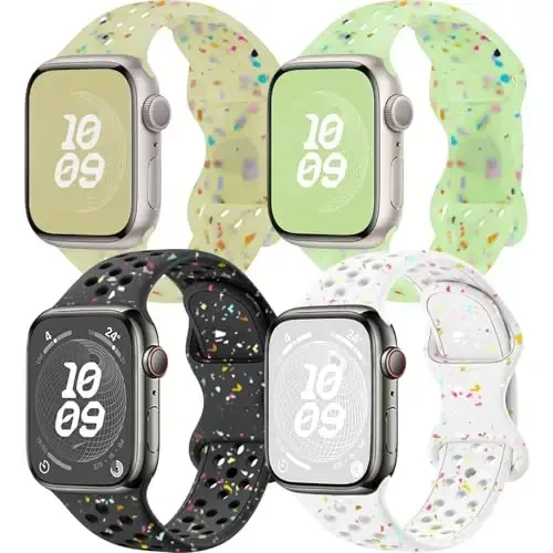 Спортивные ремешки, совместимые с Apple Watch Band 38mm 40mm 41mm 42mm 44mm 45mm 49mm для женщин и мужчин, переработанные пластиковые дышащие мягкие ремешки iWatch для iWatch Series 9 8 7 6 5 4 3 2 1 Ultra SE Ultra 2 