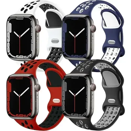 Спортивные ремешки, совместимые с ремешком Apple Watch 38 мм 40 мм 41 мм 42 мм 44 мм 45 мм 49 мм для женщин и мужчин, переработанные пластиковые дышащие мягкие ремешки iWatch для iWatch Series 9 8 7 6 5 4 3 2 1 Ultra SE Ultra 2 - 1