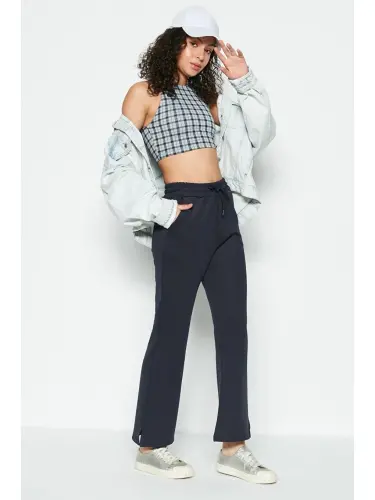 Спортивные Штаны Клеш с Разрезом 843 Темно-синий-Темно-синий - 2