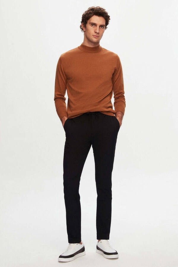 Спортивные штаны Slim Fit черного цвета с эластичной талией, шнурком, молнией, из лайкры, удобные - 6