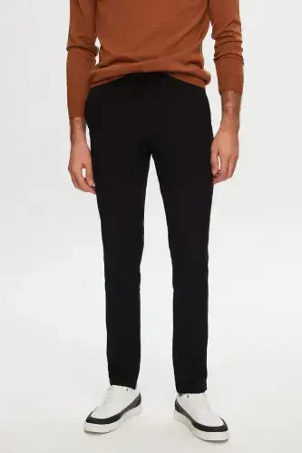 Спортивные штаны Slim Fit черного цвета с эластичной талией, шнурком, молнией, из лайкры, удобные - 1