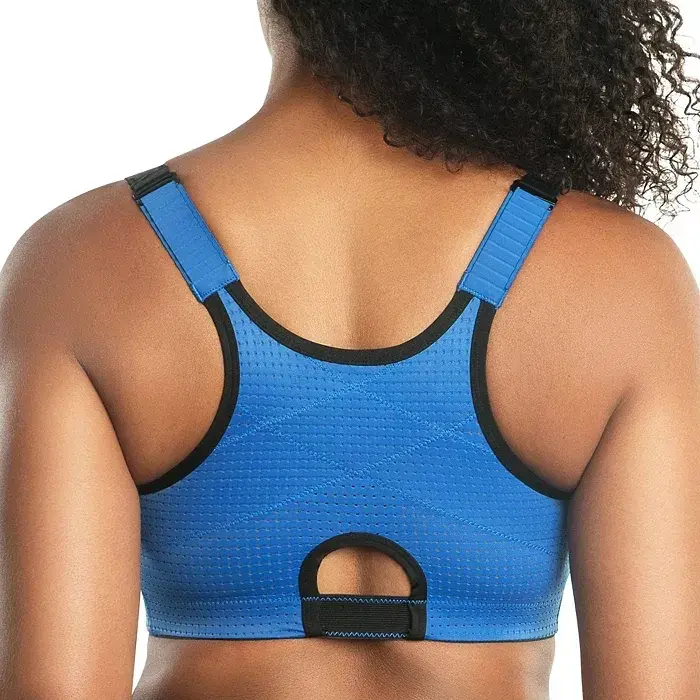 Спортивный бюстгальтер Plus Size Wave без косточек, спереди на молнии, цвет морская синь - 4