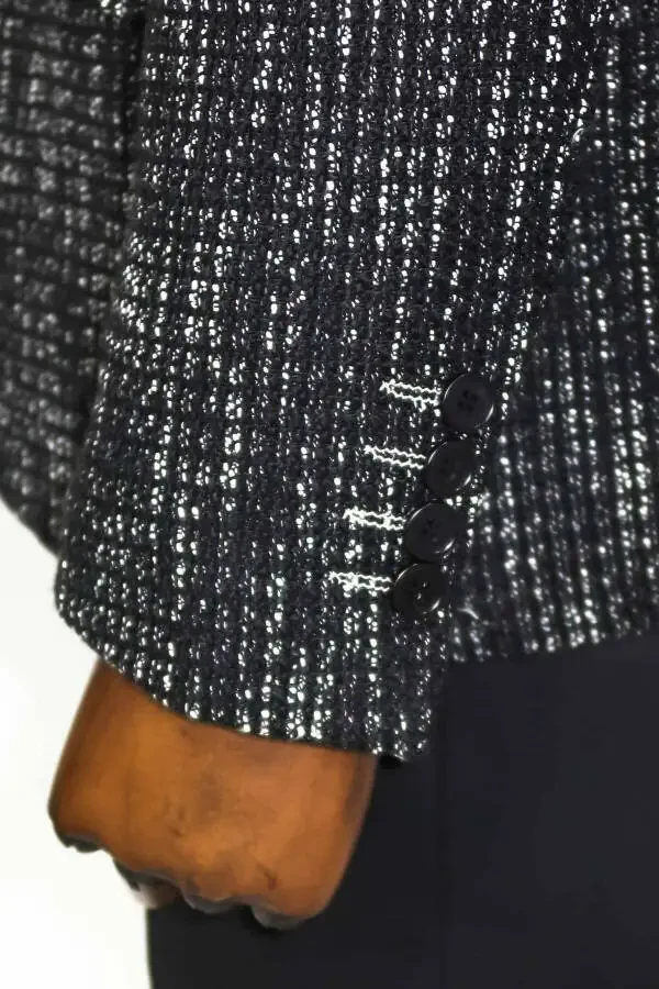 Спортивный черный мужской пиджак Slim Fit с узором - Wessi - 7