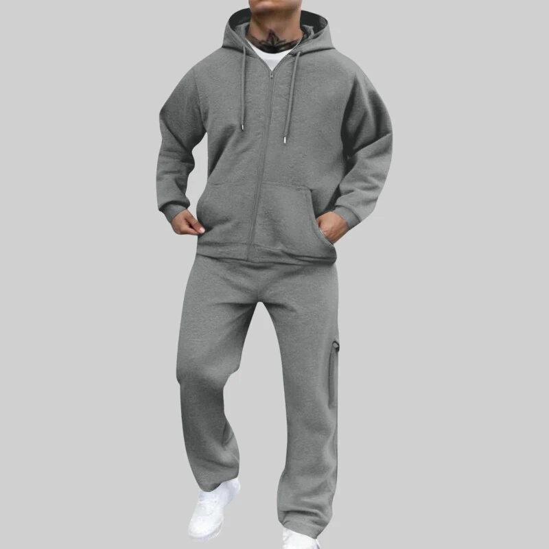 Спортивный костюм Miluxas Men Track Suits Sets Clearance, длинный рукав, молния, джоггеры и куртка, 2 предмета, серый, 6(M) - 1