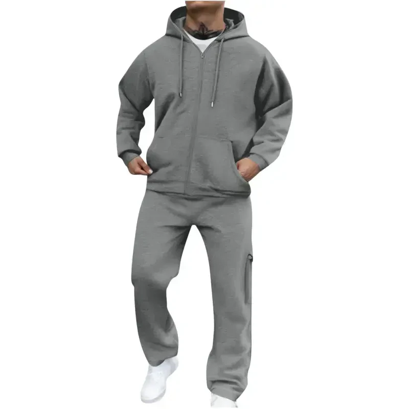 Спортивный костюм Miluxas Men Track Suits Sets Clearance, длинный рукав, молния, джоггеры и куртка, 2 предмета, серый, 6(M) - 2