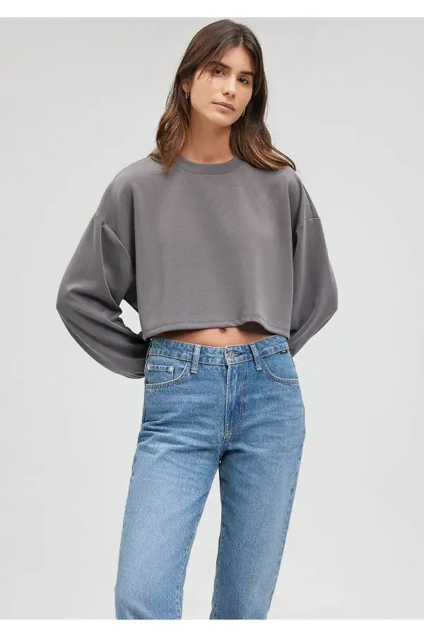 Спортивный свитер Sporty Lux Tencel Tm с круглым вырезом серого цвета 1s10061-70122 - 8