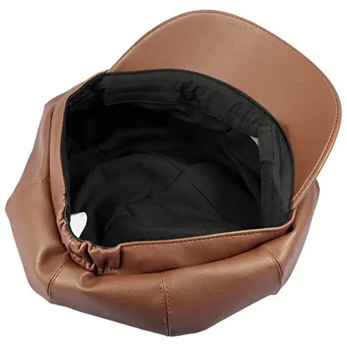 Sportmusies 8 Panels Newsboy Caps for Women, PU Leather Cabbie Painter Hat Gatsby Ivy Beret Cap - 3