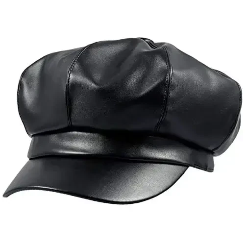 Sportmusies 8 Panels Newsboy Caps for Women, PU Leather Cabbie Painter Hat Gatsby Ivy Beret Cap - 1