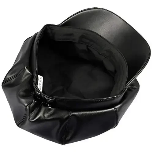 Sportmusies 8 Panels Newsboy Caps for Women, PU Leather Cabbie Painter Hat Gatsby Ivy Beret Cap - 3