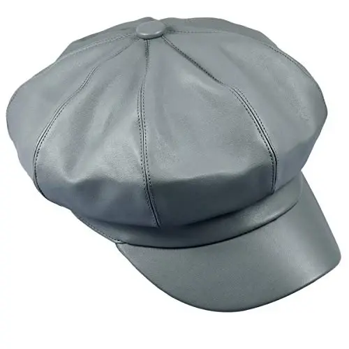 Sportmusies 8 Panels Newsboy Caps for Women, PU Leather Cabbie Painter Hat Gatsby Ivy Beret Cap - SPORTMUSIES (1)