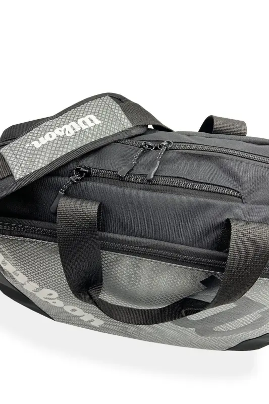 Sports Bag with Shoe Compartment Grey Gym and Travel Bag - Grey - 6