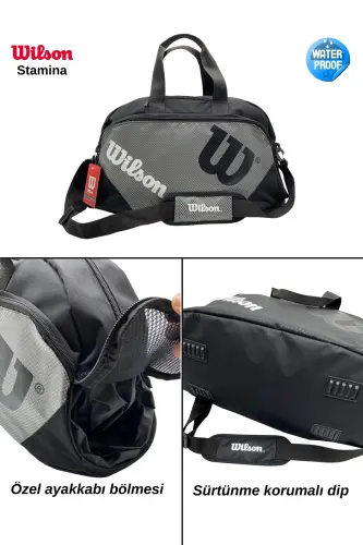 Sports Bag with Shoe Compartment Grey Gym and Travel Bag - Grey 