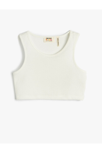 Sports half tank top, ribbed, round neck. - 4