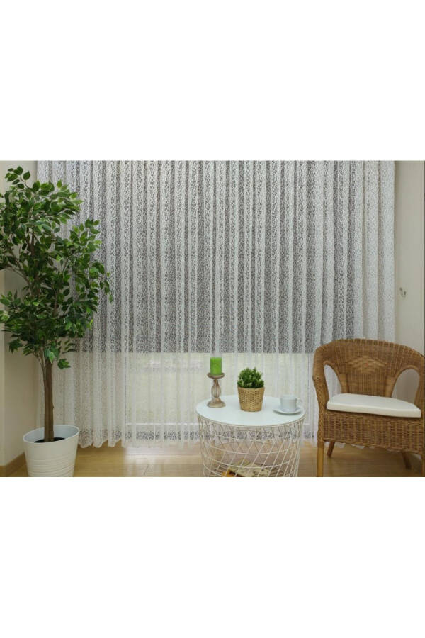 Sports Pattern French Lace Tulle Curtain, 400x260, Tight Pleats, 1/3 - 2