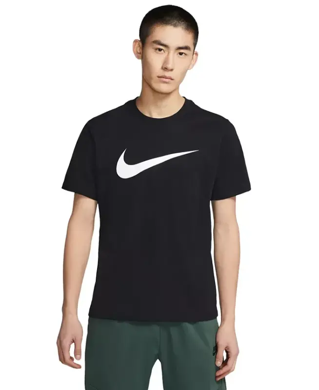 Sportswear Men's Swoosh Short-Sleeve Crewneck T-Shirt - Black/White - NIKE
